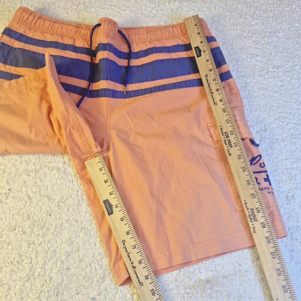 Vtg Polo Ralph Lauren Mens M Swim Trunks Board Shorts R + L NYC Orange Striped